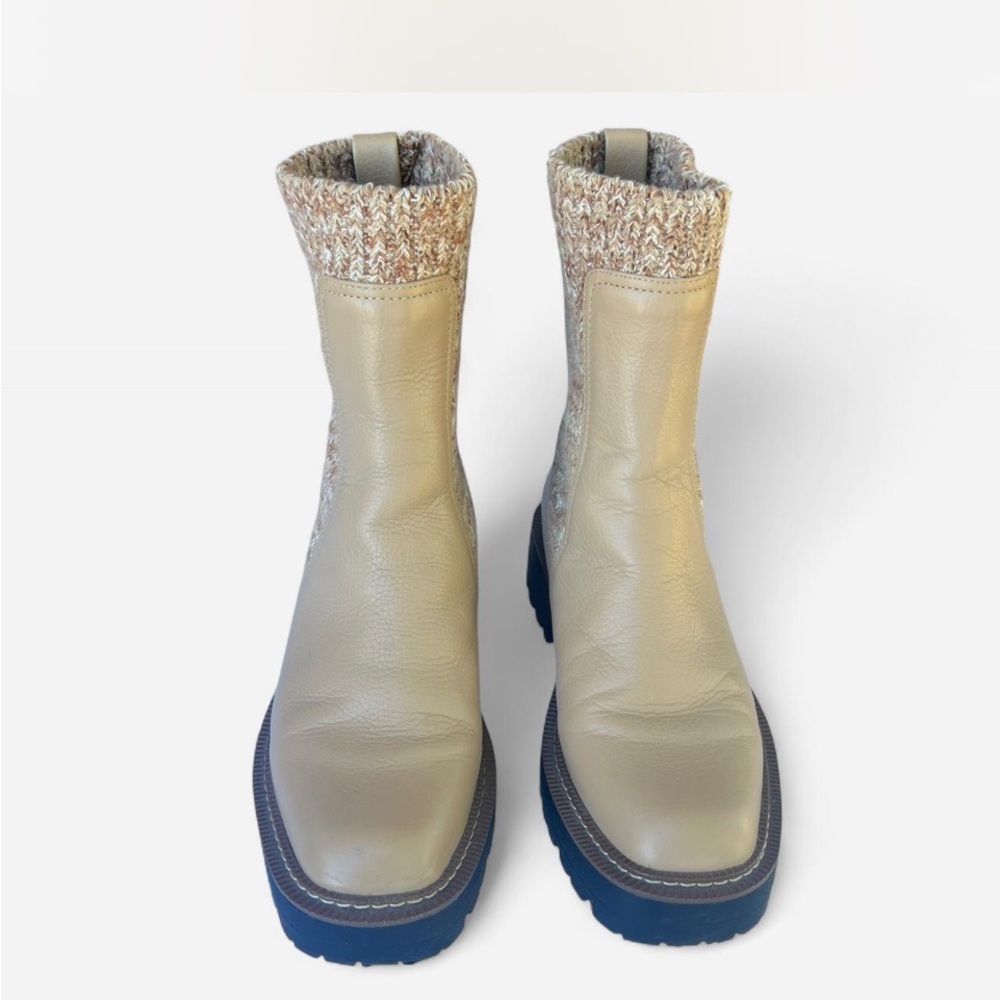 Sam Edelman Beige Ankle Boots with Knit Detail